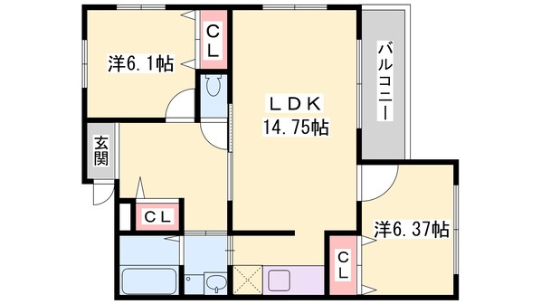 野里駅 徒歩32分 2階の物件間取画像